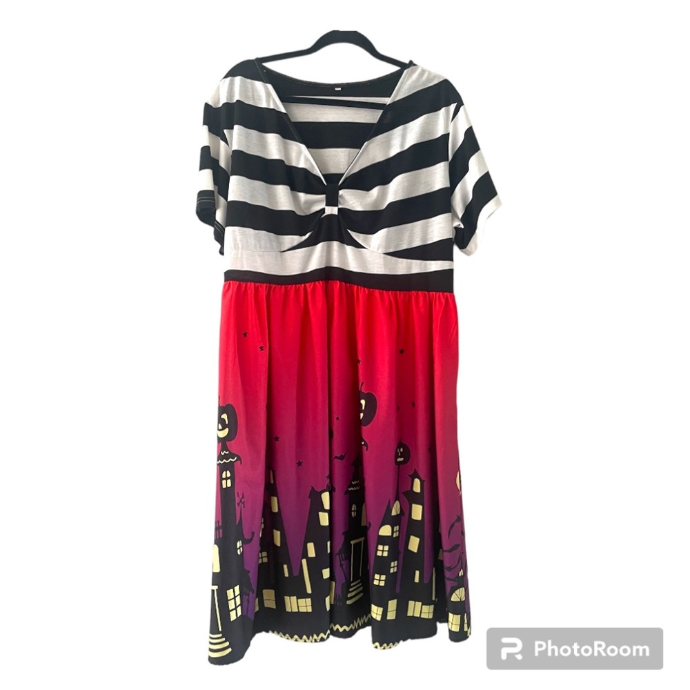 Women's Halloween Holiday Spooky Vibes Pumpkin Costume Dress Women’s Size 4X